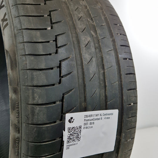 Käytetty: 235/45R17 94Y XL Continental PremiumContact 6