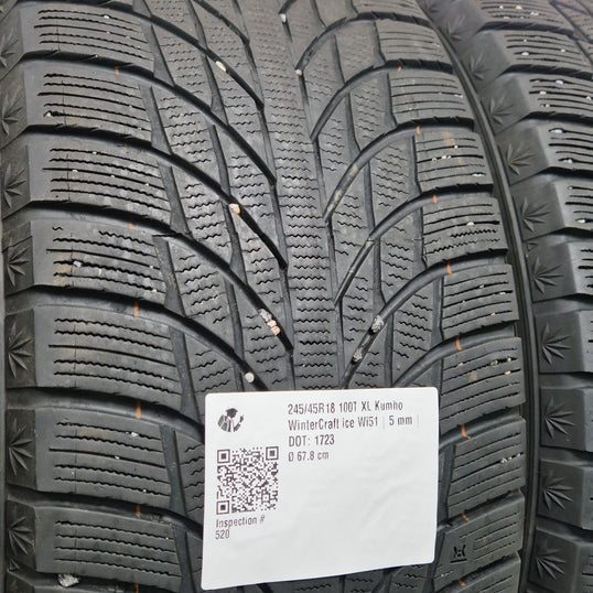 Käytetty: 245/45R18 100T XL Kumho WinterCraft ice Wi51