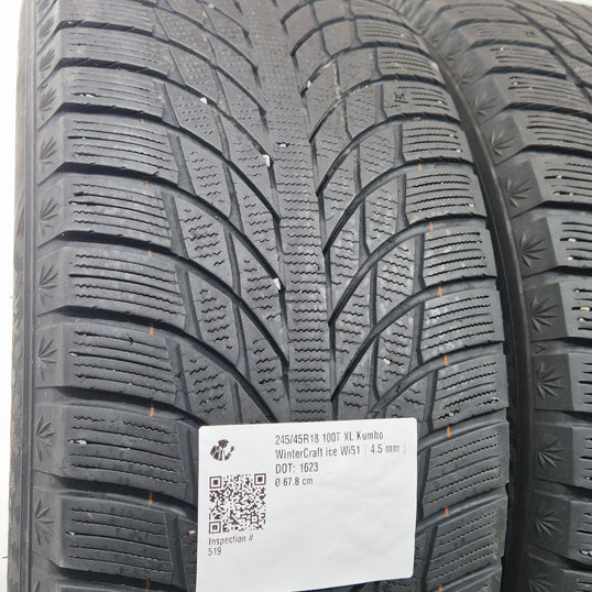 Käytetty: 245/45R18 100T XL Kumho WinterCraft ice Wi51