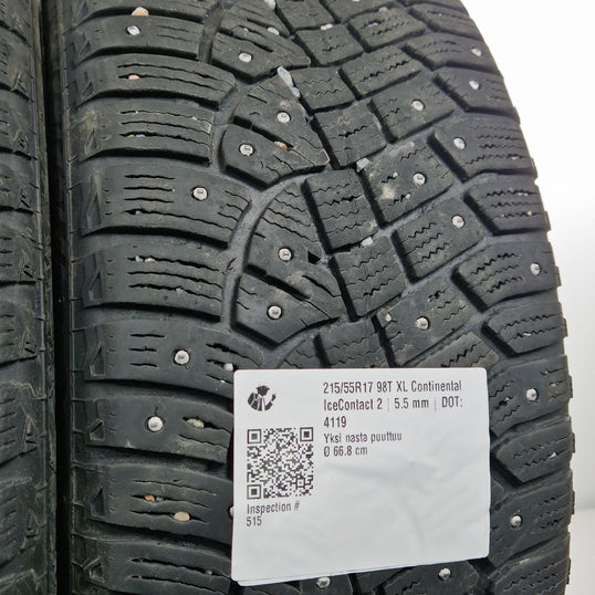 Käytetty: 215/55R17 98T XL Continental IceContact 2