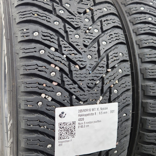 Käytetty: 205/60R16 96T XL Nokian Hakkapeliitta 8
