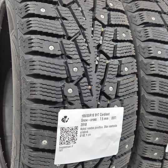 Käytetty: 195/55R16 91T Cordiant Snow-cross