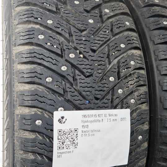 Käytetty: 195/60R15 92T XL Nokian Hakkapeliitta 8