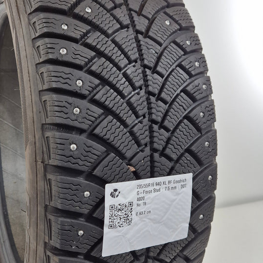 Käytetty: 205/55R16 94Q XL BF Goodrich G-Force Stud