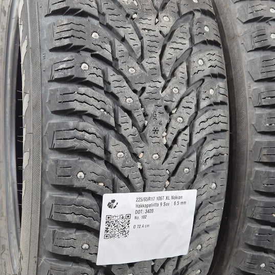 Käytetty: 225/65R17 106T XL Nokian Hakkapeliitta 9 Suv