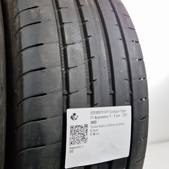 Käytetty: 225/45R18 91Y Goodyear Eagle F1 Asymmetric 5