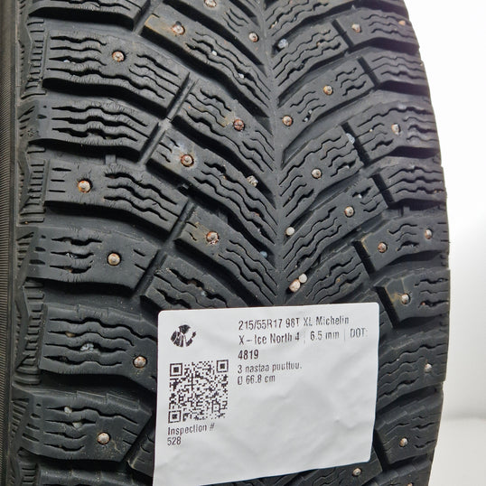 Käytetty: 215/55R17 98T XL Michelin X-Ice North 4