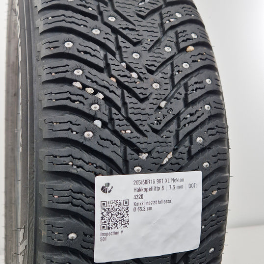 Käytetty: 205/60R16 96T XL Nokian Hakkapeliitta 8