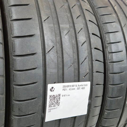 Käytetty: 235/40R19 96Y XL Kumho Ecsta PS71