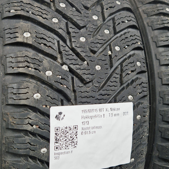 Käytetty: 195/60R15 92T XL Nokian Hakkapeliitta 8