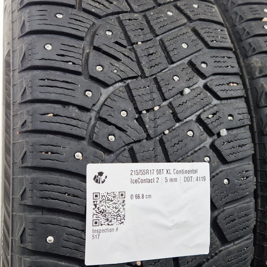 Käytetty: 215/55R17 98T XL Continental IceContact 2
