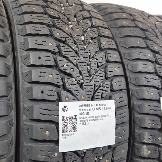 Käytetty: 205/55R16 94T XL Kumho Wintercraft ICE WI32