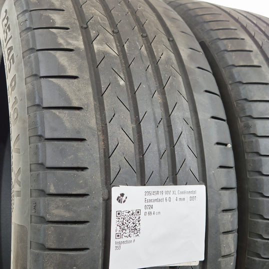 Käytetty: 235/45R19 99V XL Continental Ecocontact 6 Q