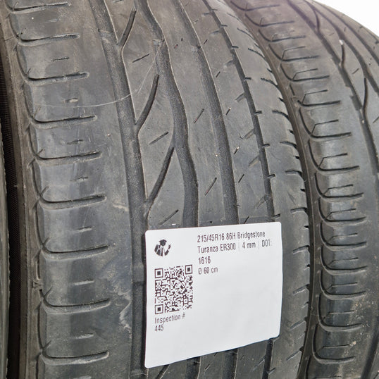 Käytetty: 215/45R16 86H Bridgestone Turanza ER300