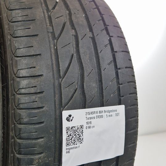 Käytetty: 215/45R16 86H Bridgestone Turanza ER300