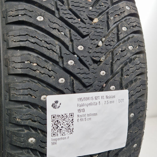 Käytetty: 195/60R15 92T XL Nokian Hakkapeliitta 8