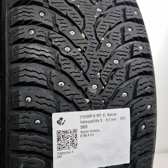 Käytetty: 215/60R16 99T XL Nokian Hakkapeliitta 9