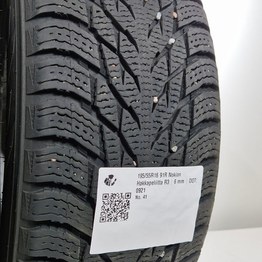 Käytetty: 195/55R16 91R XL Nokian Hakkapeliitta R3