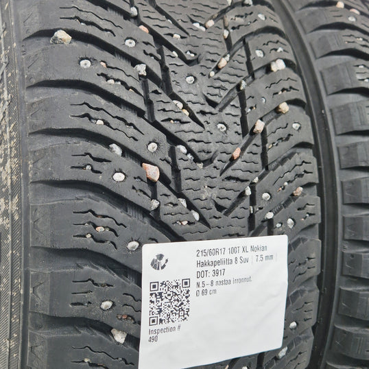 Käytetty: 215/60R17 100T XL Nokian Hakkapeliitta 8 Suv