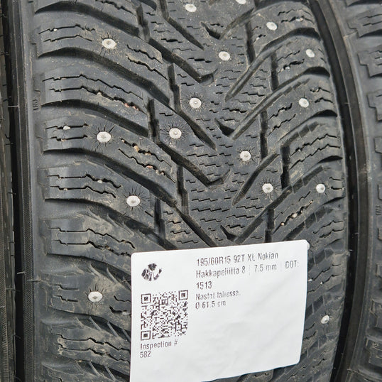 Käytetty: 195/60R15 92T XL Nokian Hakkapeliitta 8