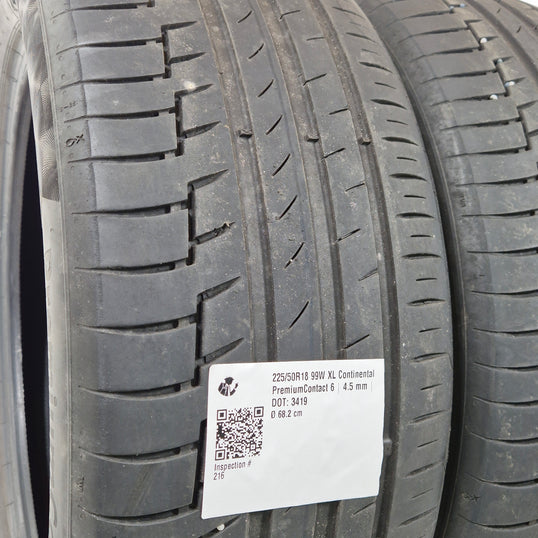 Käytetty: 225/50R18 99W XL Continental PremiumContact 6