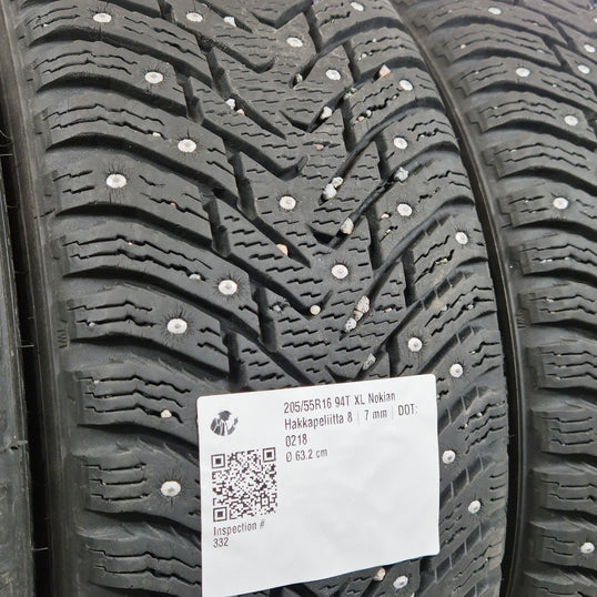 Käytetty: 205/55R16 94T XL Nokian Hakkapeliitta 8