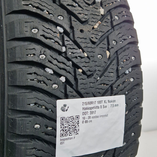 Käytetty: 215/60R17 100T XL Nokian Hakkapeliitta 8 Suv