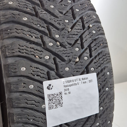 Käytetty: 215/55R16 97T XL Nokian Hakkapeliitta 8