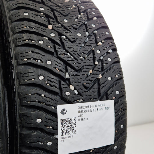 Käytetty: 205/55R16 94T XL Nokian Hakkapeliitta 8