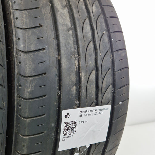 Käytetty: 245/45R18 100Y XL Radar Dimax R8