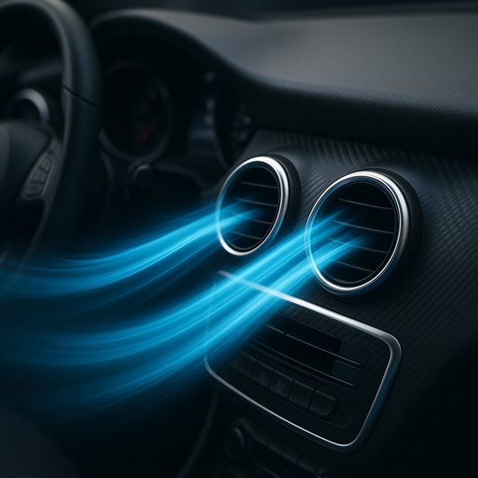 Viileää ilmaa virtaa auton ilma-aukoista