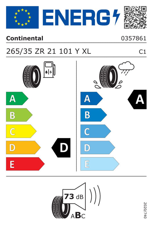 265/35R21 CONTI 101Y XL FR SportContact 5P T0 SIL